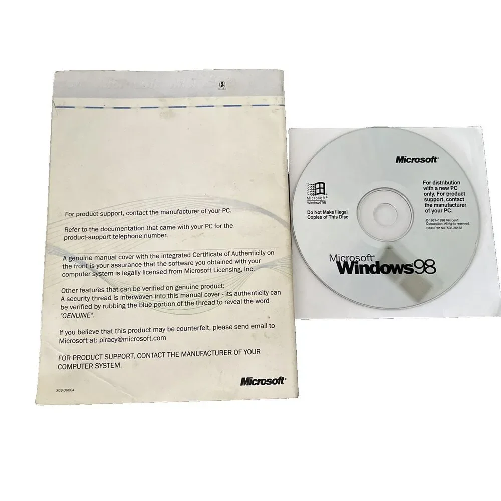 Microsoft Windows 98 CD Manual.and Product KEY